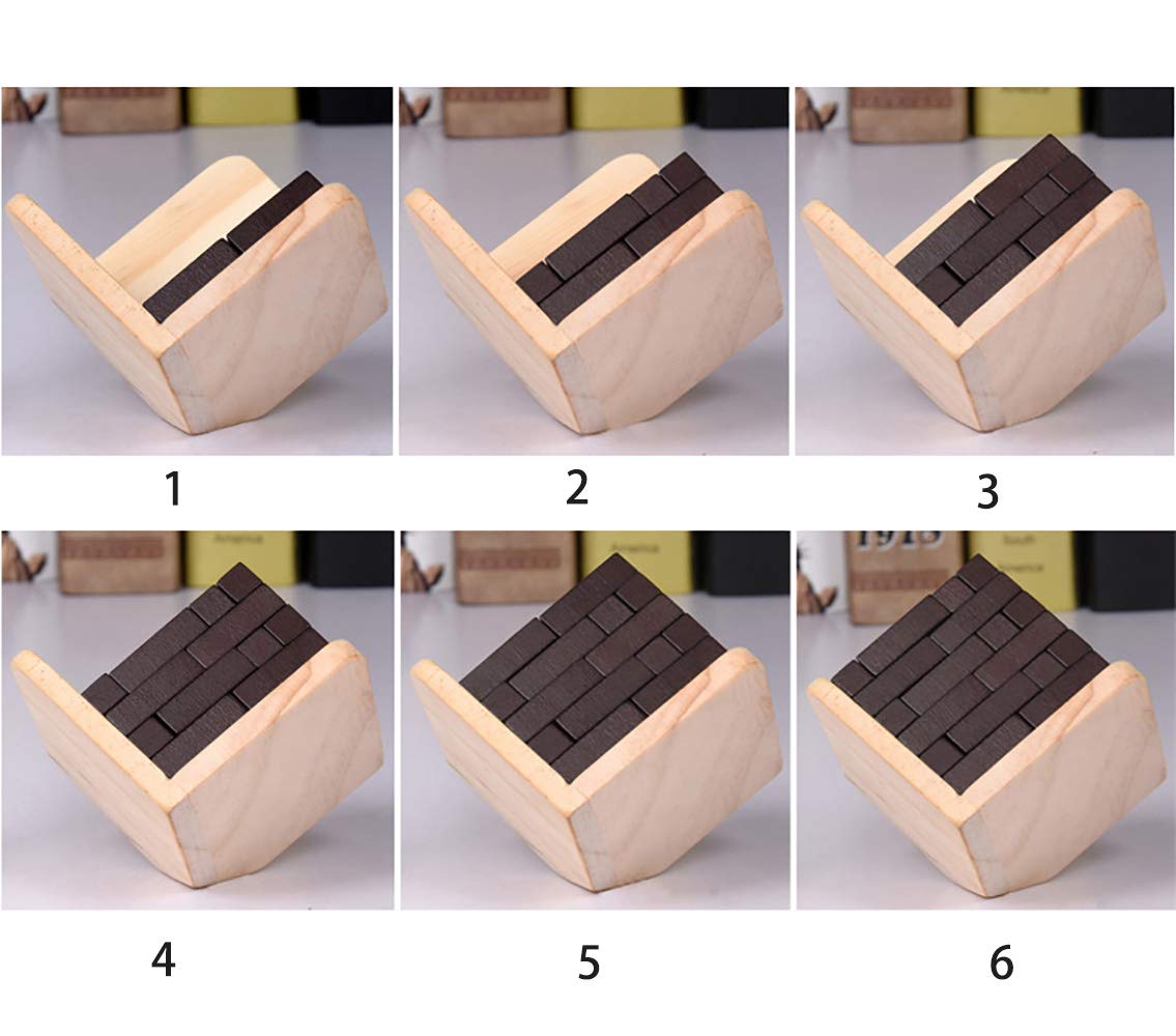 Ahyuan Wooden Brain Teaser Cube – T-Shaped Puzzle for Kids & Adults (Coffee)