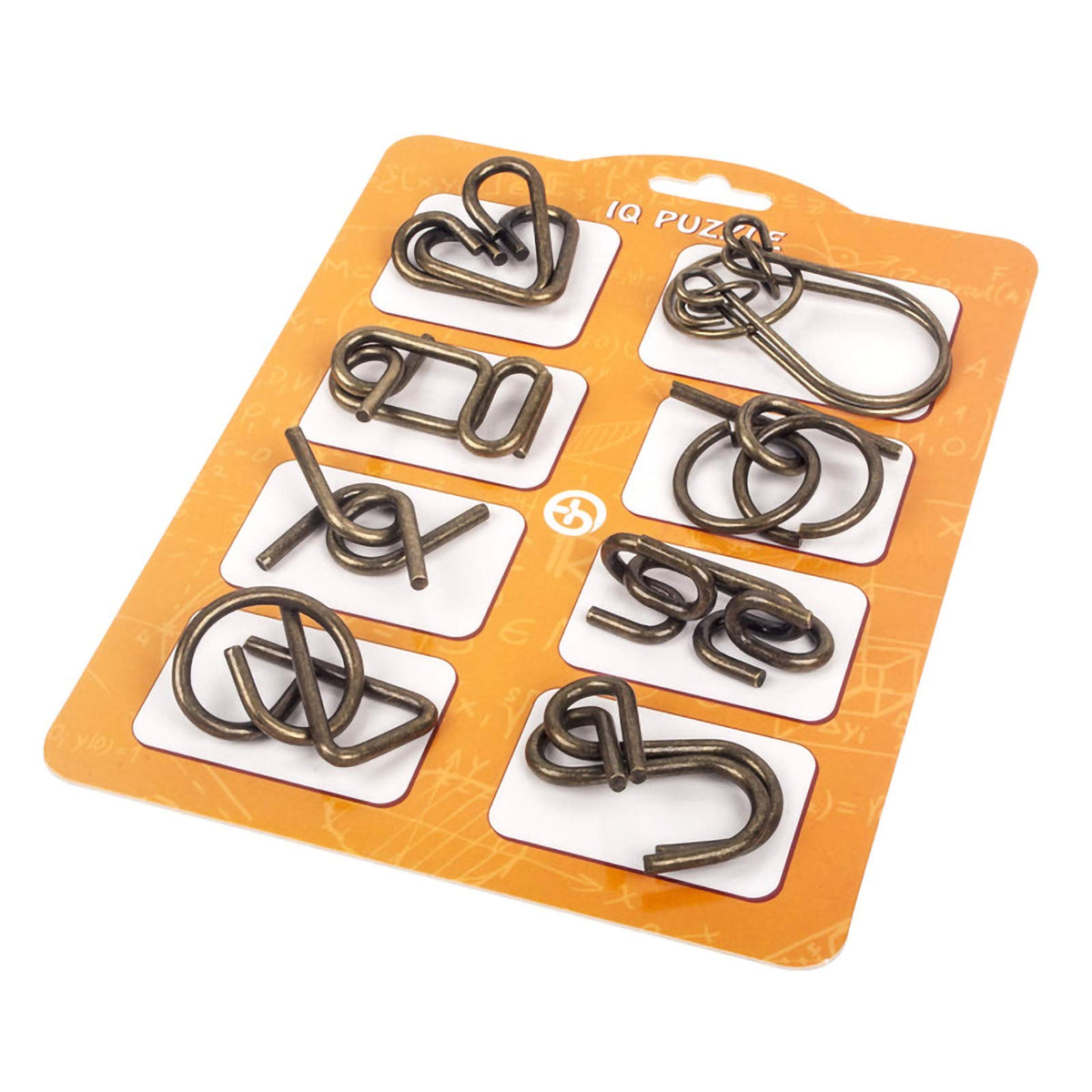 Ahyuan 16-Piece Metal Wire Puzzles with Pouch – Bronze IQ Mind Teasers