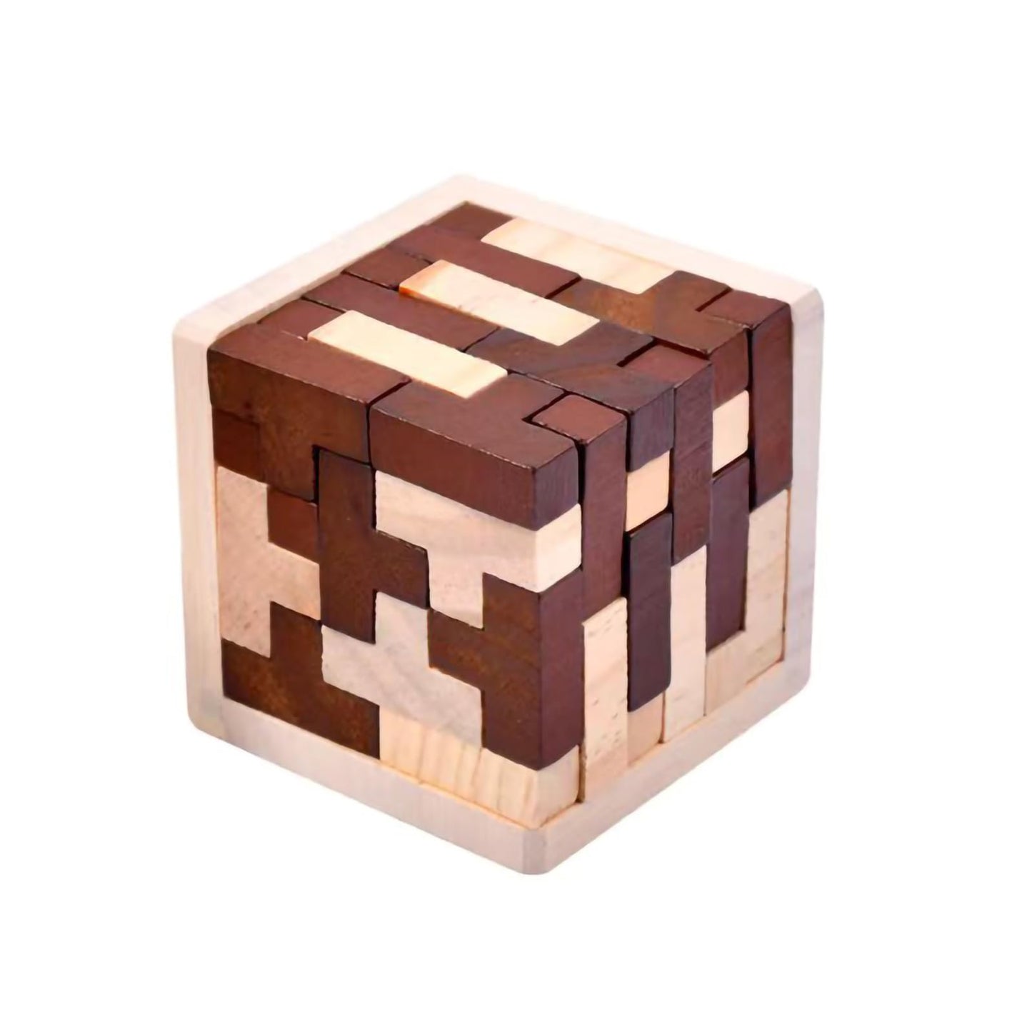 Ahyuan Wooden Brain Teaser Cube – T-Shaped Interlocking Puzzle for Kids & Adults