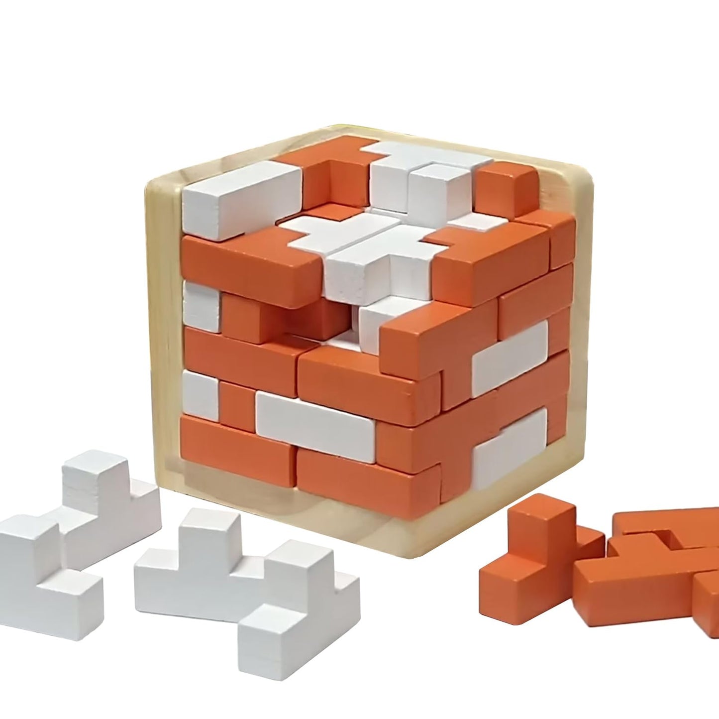 Ahyuan Wooden Brain Teaser Cube - T-Shaped Puzzle for Kids & Adults