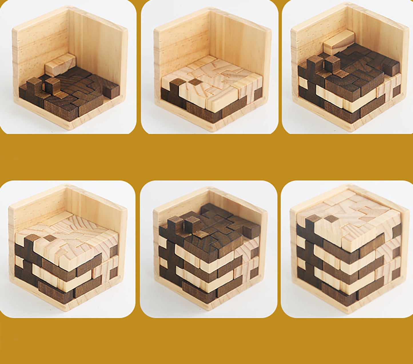 Ahyuan Wooden Brain Teaser Puzzle Cube – T-Shaped Jigsaw for Kids & Adults