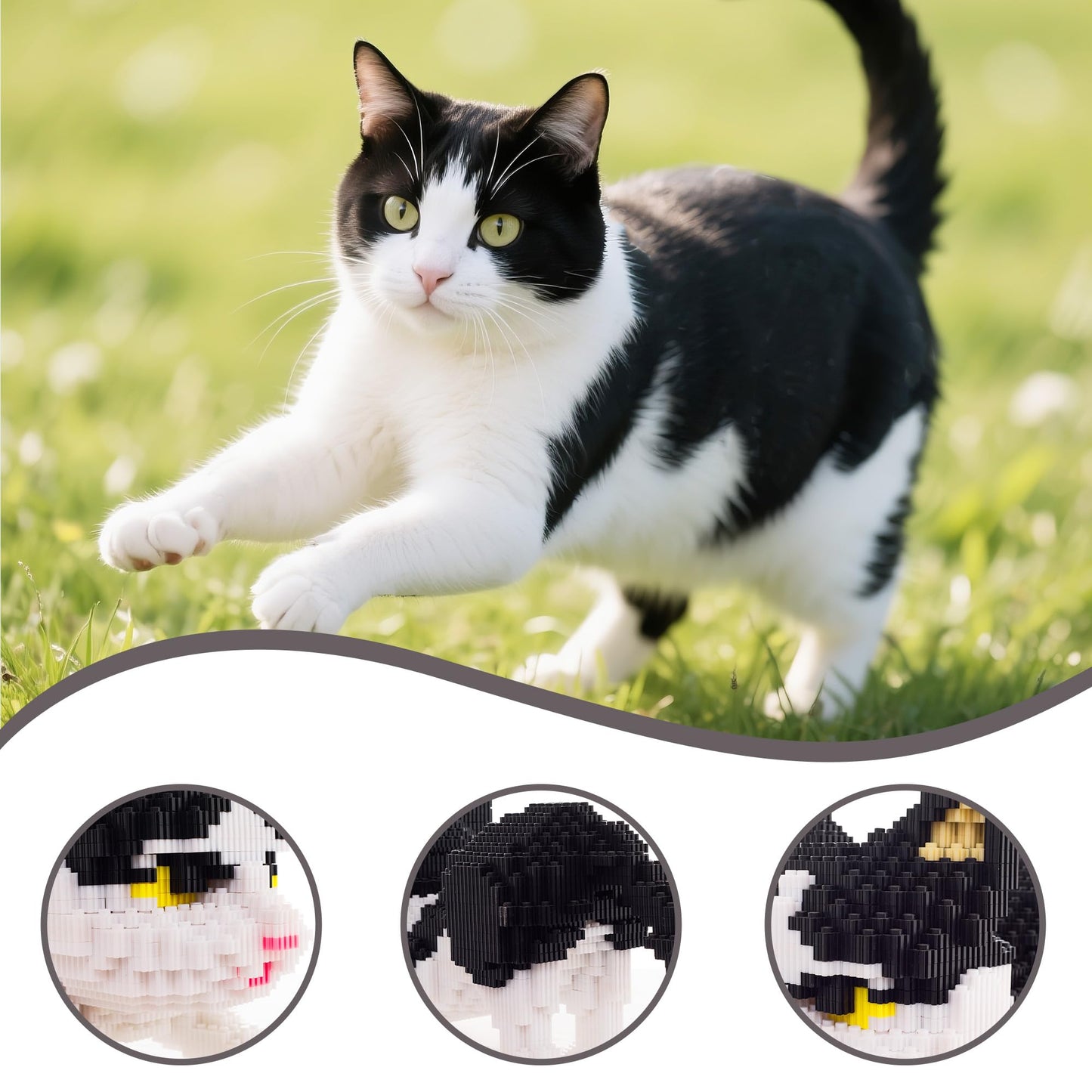 AHZILEI Cow Cat Micro Building Blocks Kit — 4800-Piece 3D Model for Adults & Kids