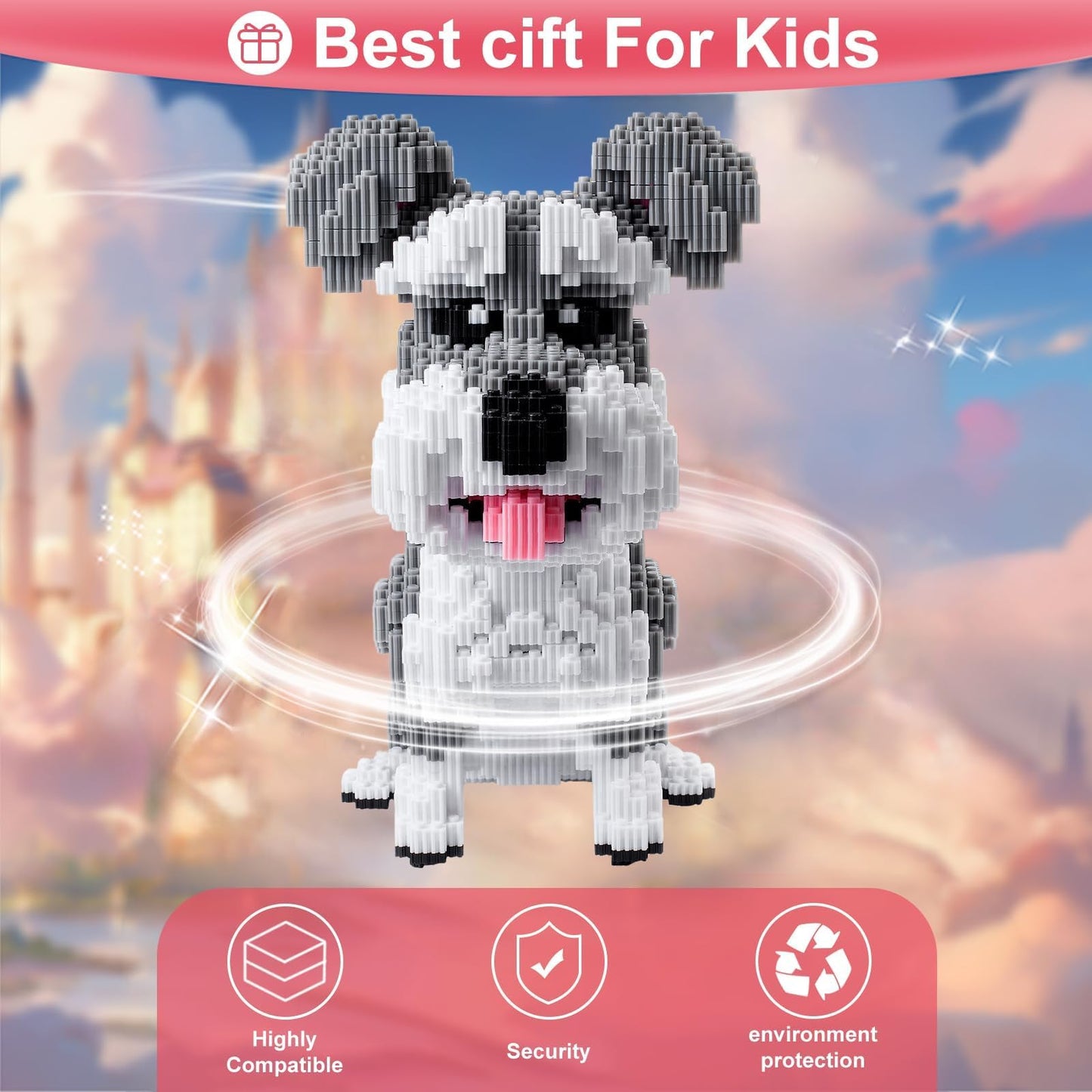 AHZILEI Schnauzer Dog 7100-Piece Micro Building Blocks Set – Advanced 3D STEM Construction Kit