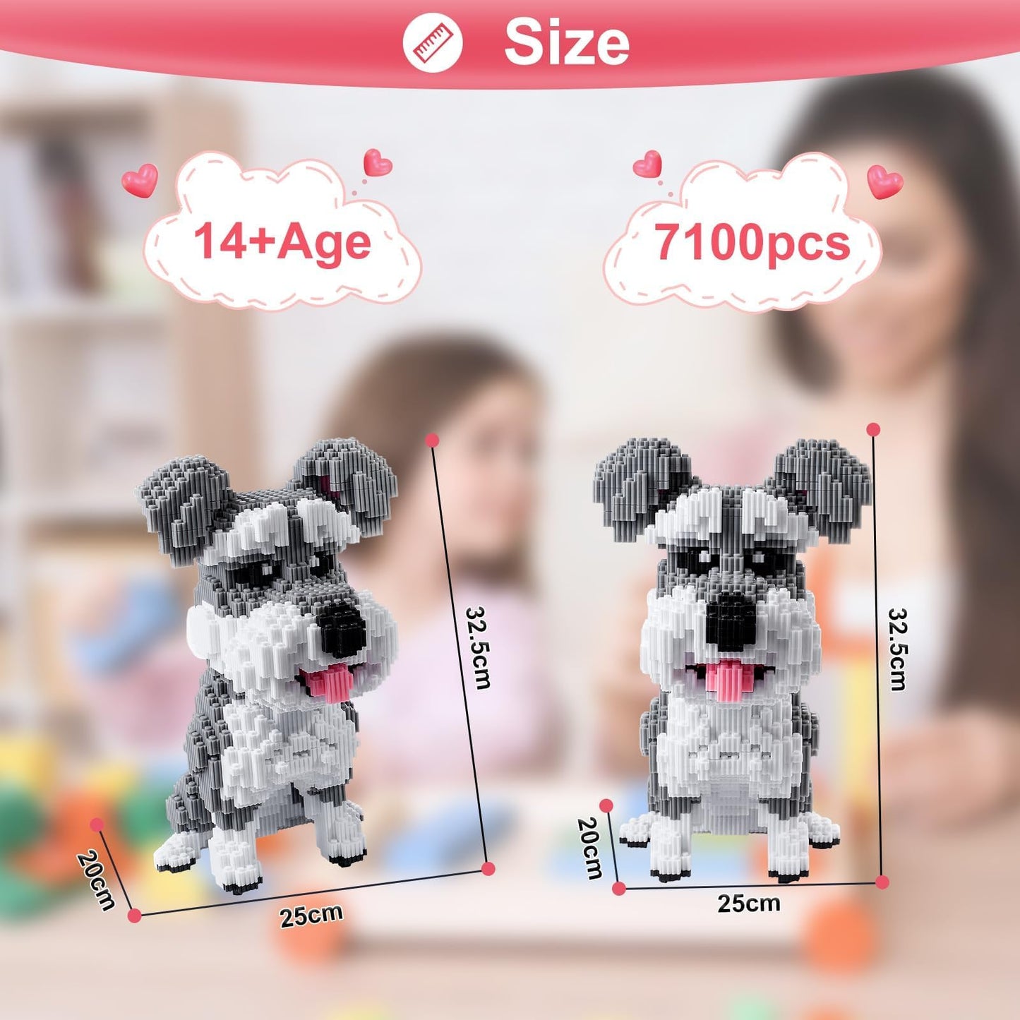 AHZILEI Schnauzer Dog 7100-Piece Micro Building Blocks Set – Advanced 3D STEM Construction Kit