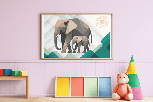 Geometric Elephant Wall Art