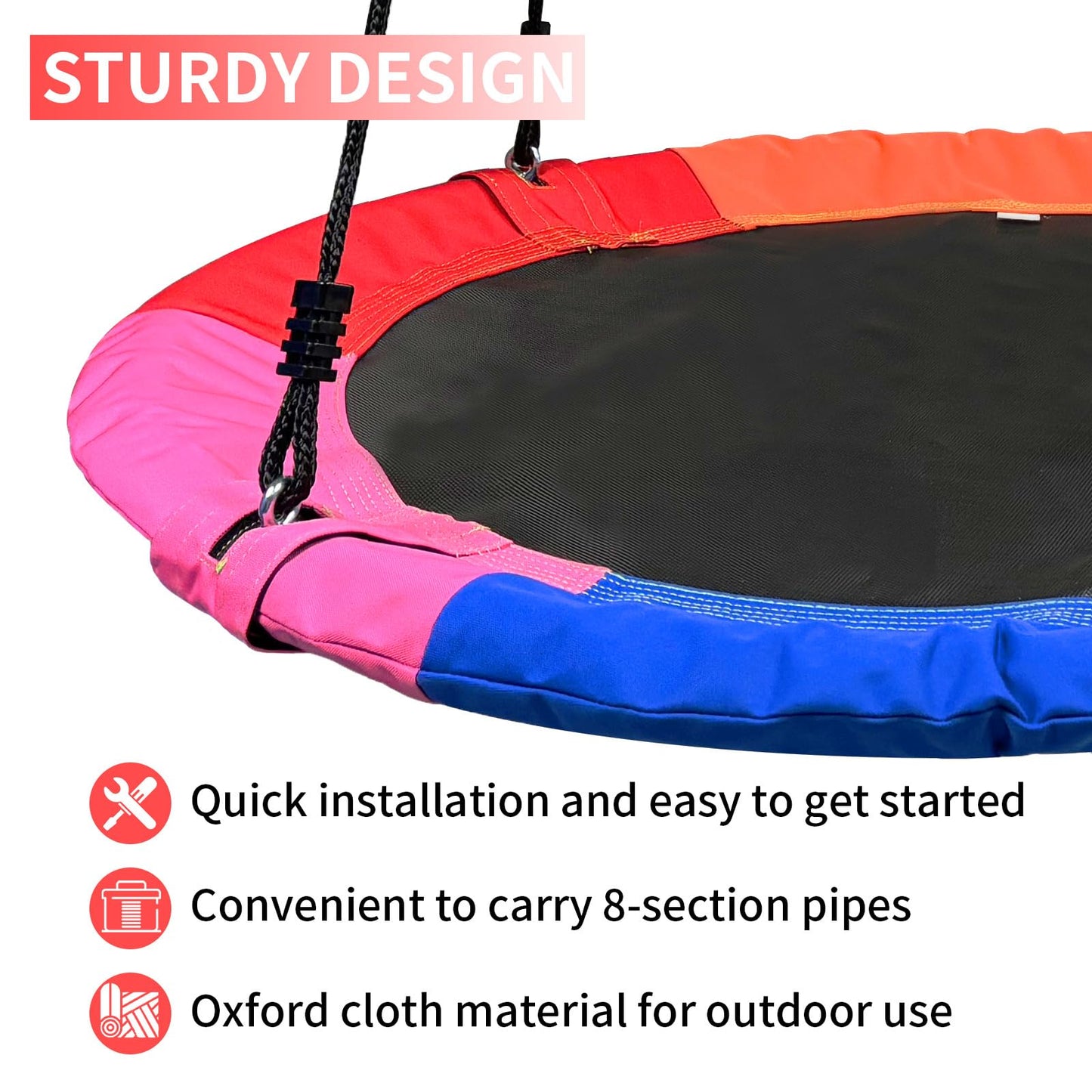 AIBETOMG 40-Inch Tree Swing Saucer — 900 lb Capacity, Adjustable Straps, All-Weather Oxford 900D