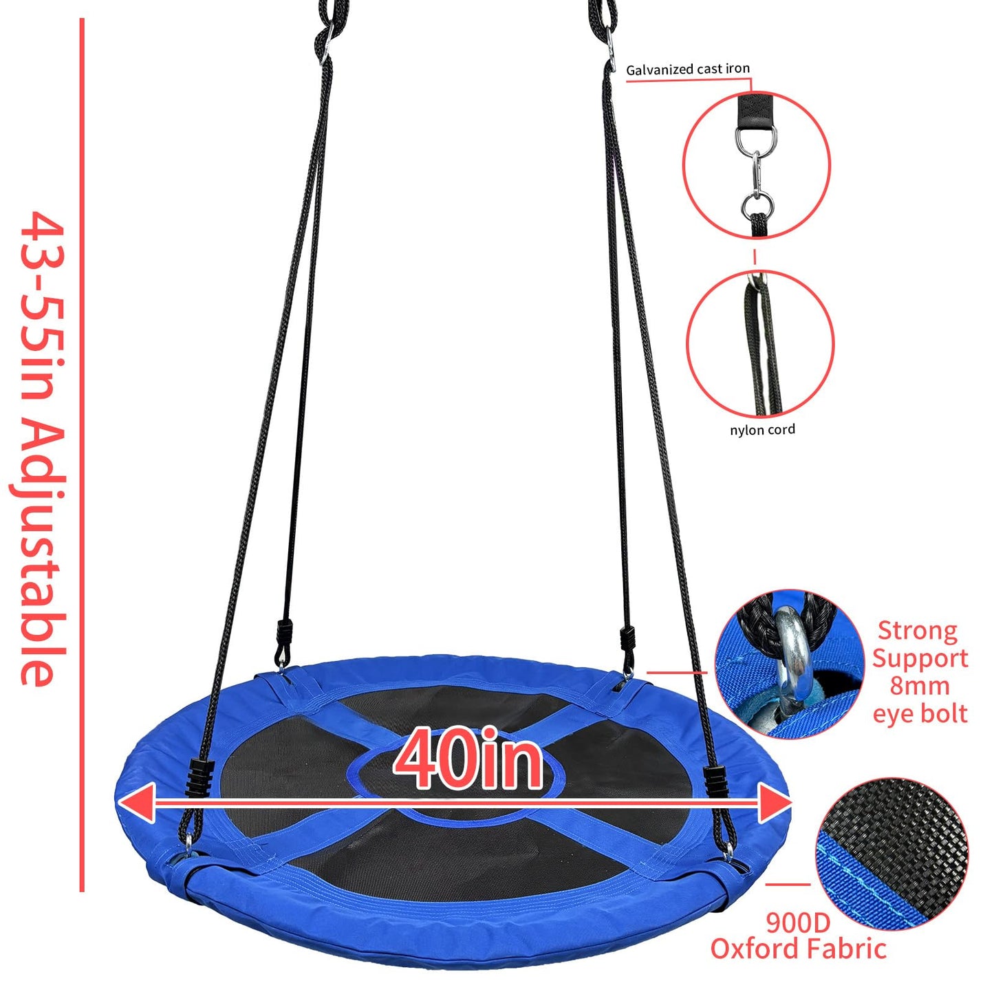 AIBETOMG Tree Swing 40-Inch Saucer – 900 lbs Capacity, Adjustable Straps