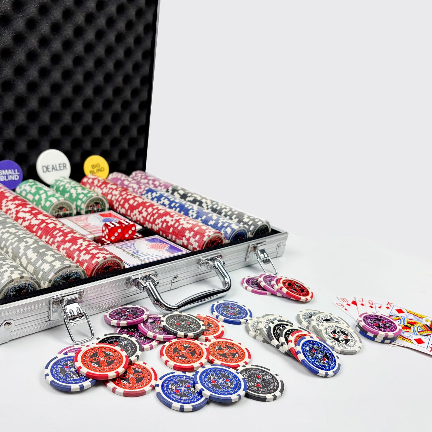 AIBETOMG Poker Chips with Numbers - 500Pcs Set in Aluminum Travel Case, 11g Casino Poker Chips for Texas Hold'em & Blackjack