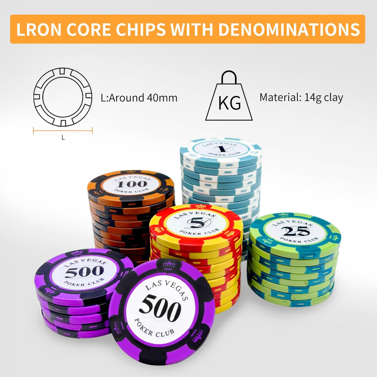 AIBETOMG Poker Chips 300 Pcs Clay Set with Aluminum Case – Texas Hold'em & Blackjack