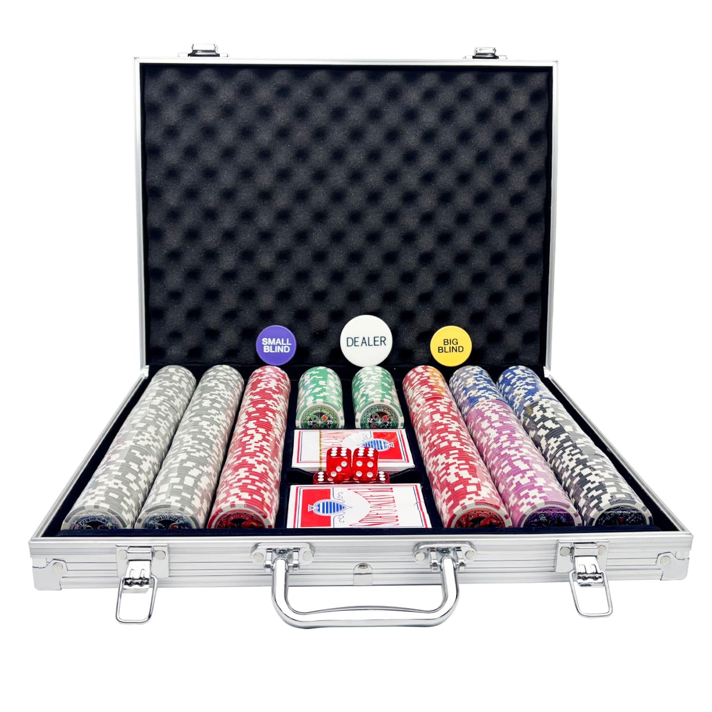 AIBETOMG Poker Chips with Numbers - 500Pcs Set in Aluminum Travel Case, 11g Casino Poker Chips for Texas Hold'em & Blackjack