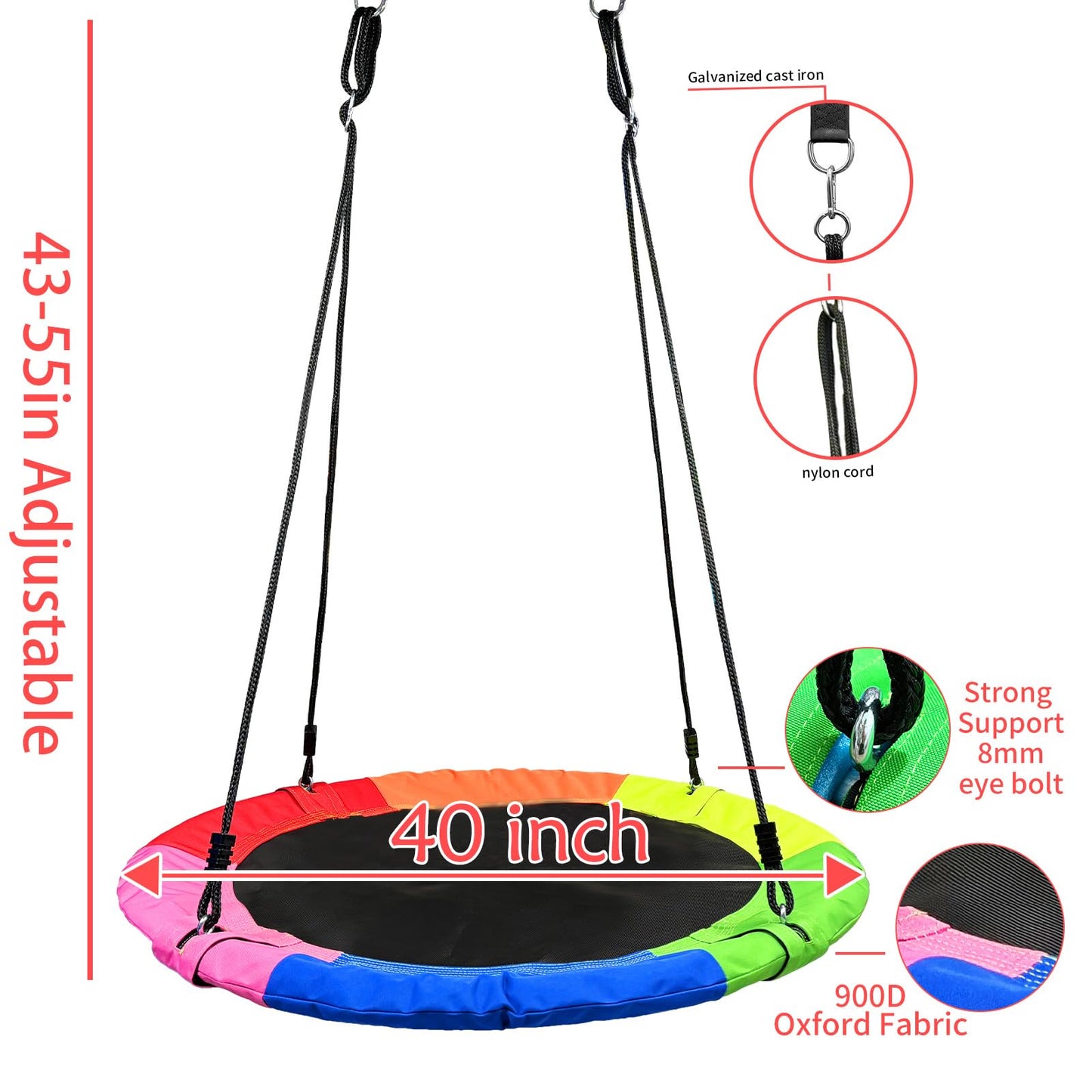 AIBETOMG 40-Inch Tree Swing Saucer — 900 lb Capacity, Adjustable Straps, All-Weather Oxford 900D