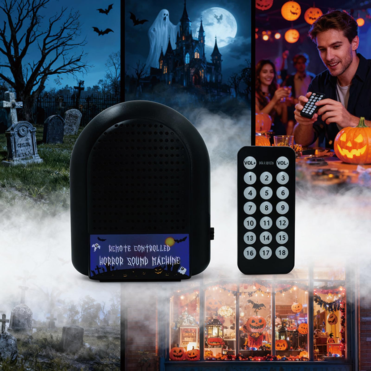 Aibitu Remote-Controlled Horror Sound Machine – 18 Voices, Office Prank & Ambient Effects