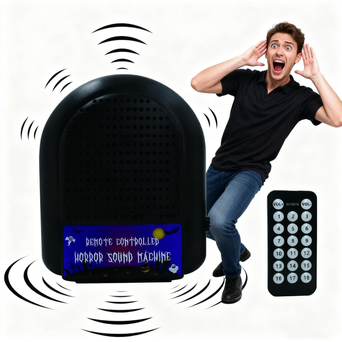 Aibitu Remote-Controlled Horror Sound Machine – 18 Voices, Office Prank & Ambient Effects