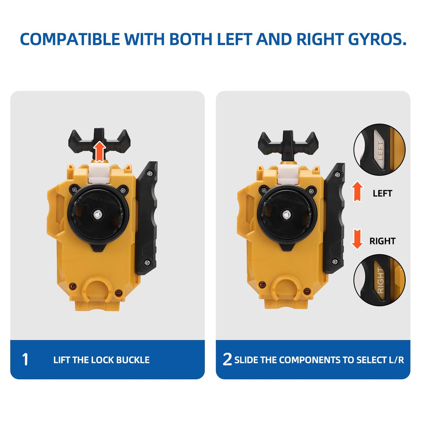 AIBREAY 2-Pack String Launchers & Grips for Burst Gyros – Left/Right Spin