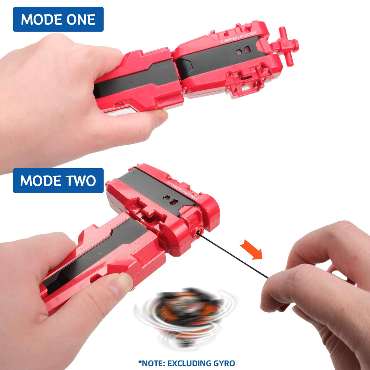 AIBREAY 2-Pack X String Launcher with Grip | Dual Launch Modes for X Right Spinning Top (Red/Black)