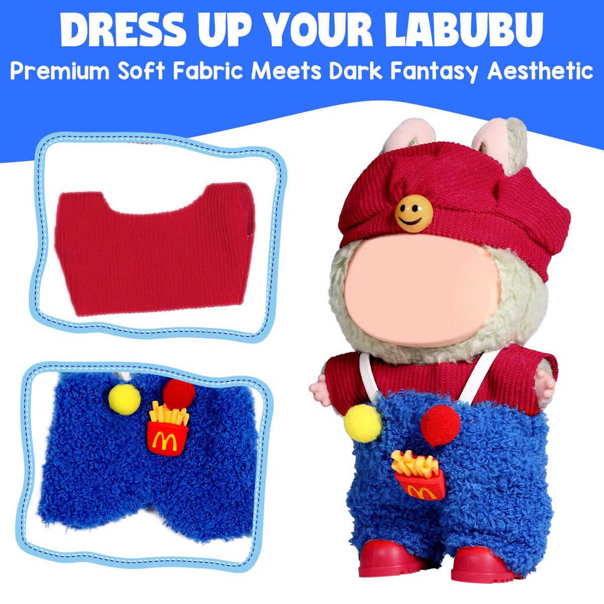 AICase 17cm Doll Clothes Set – 3-Piece Crochet Outfit with Hat for Collectors and Play