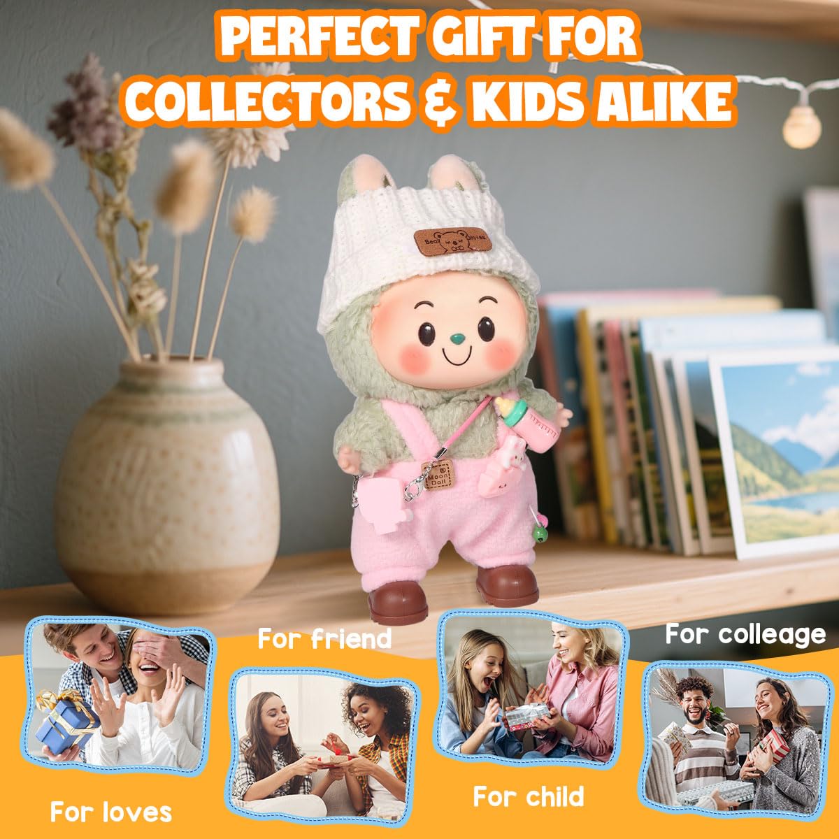 AICase 17cm Doll Clothes - 3-Piece Pink-16 Set (Top, Hat & Accessories)