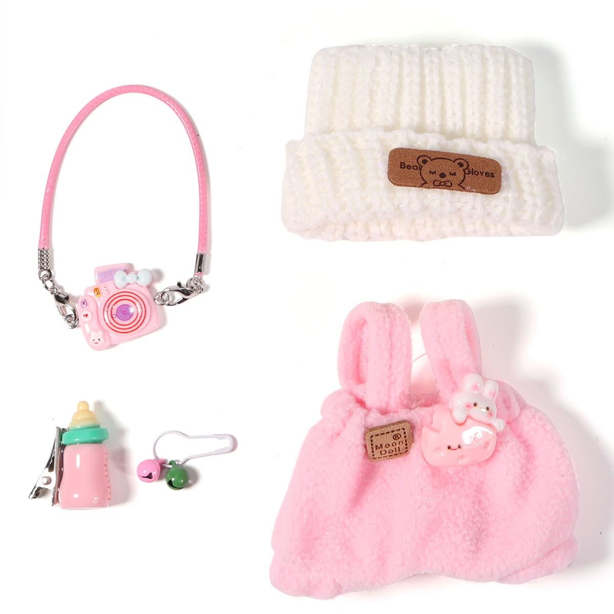 AICase 17cm Doll Clothes - 3-Piece Pink-16 Set (Top, Hat & Accessories)