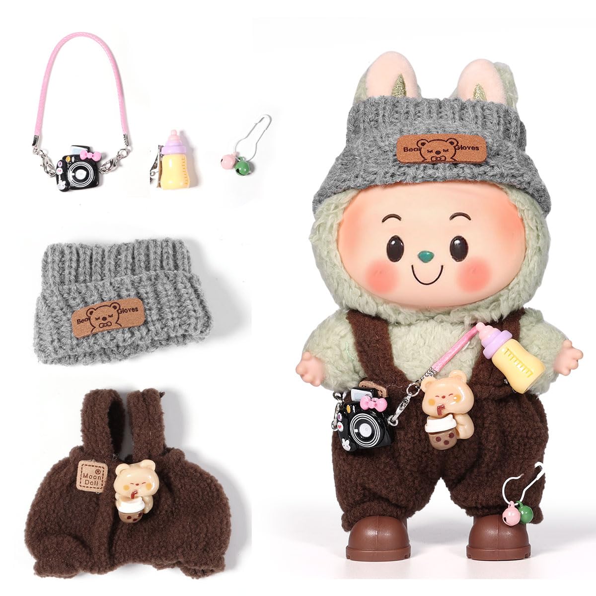 AICase 17cm Doll Clothes Set | 3-Piece Brown Outfit for 17cm Dolls