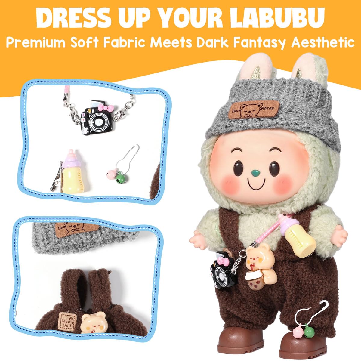 AICase 17cm Doll Clothes Set | 3-Piece Brown Outfit for 17cm Dolls