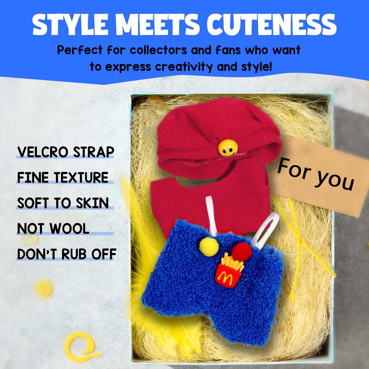 AICase 17cm Doll Clothes Set – 3-Piece Crochet Outfit with Hat for Collectors and Play
