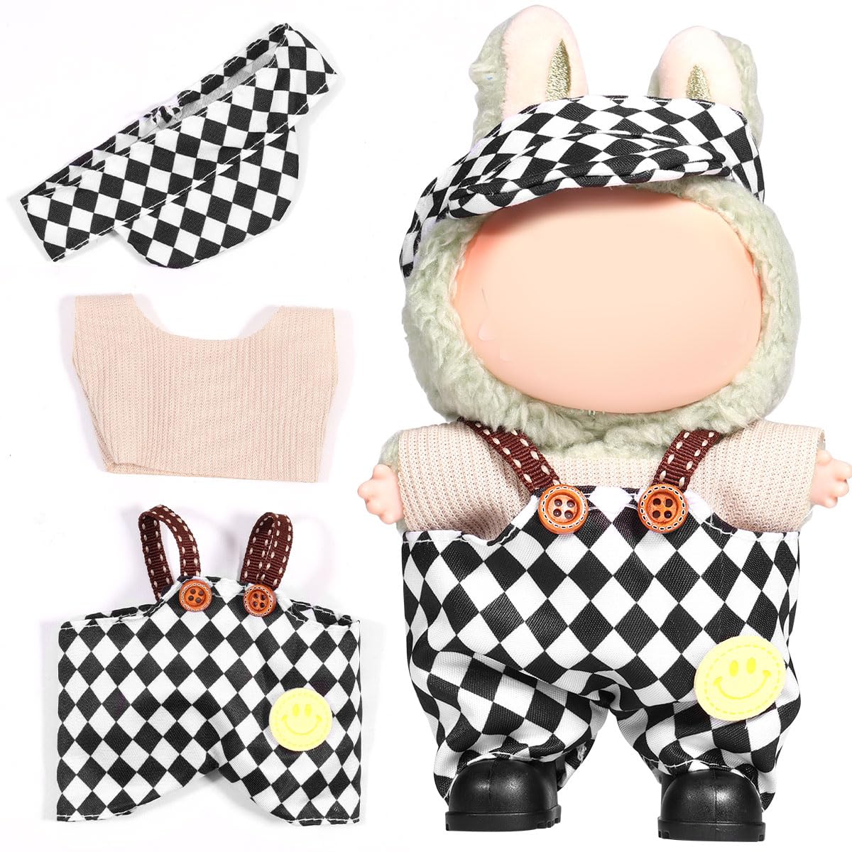 AICase 17cm Doll Clothes Set – 3-Piece Crochet Outfit with Hat for 17cm Dolls