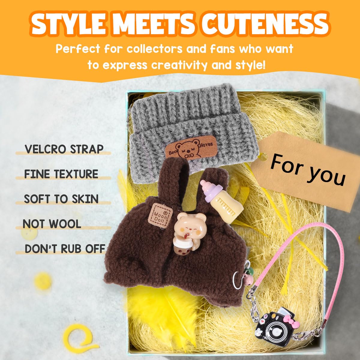 AICase 17cm Doll Clothes Set | 3-Piece Brown Outfit for 17cm Dolls