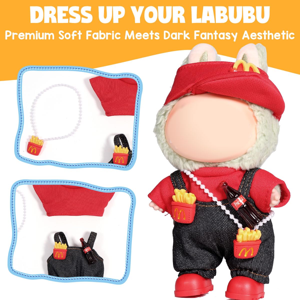 AICase 3-Piece Doll Clothes Set for Lububu 17cm – Hat, Top & Accessories