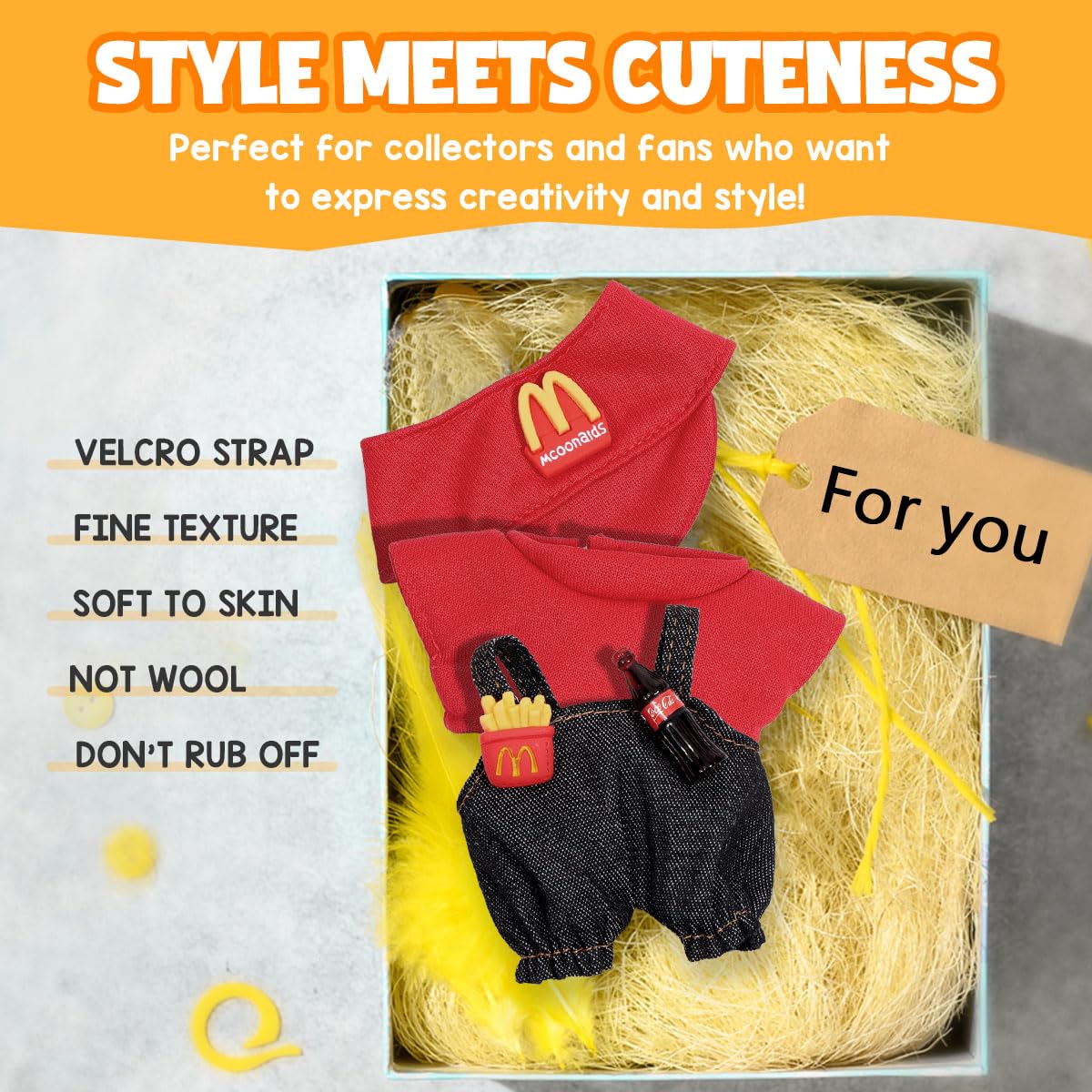 AICase 3-Piece Doll Clothes Set for Lububu 17cm – Hat, Top & Accessories