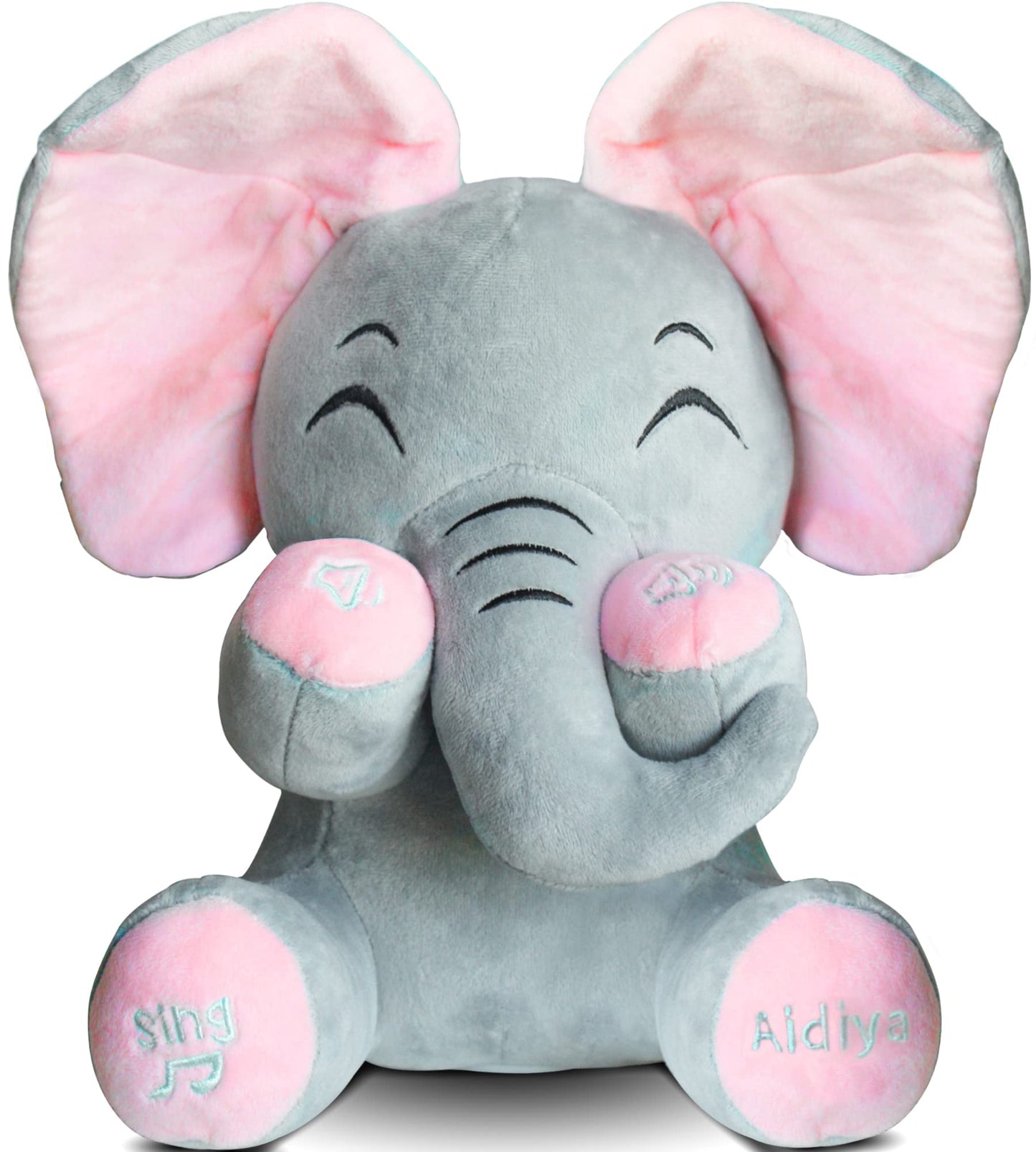 Aidiya Elephant Plush Toy – Interactive Singing Plush for Kids (11.8 in, Pink)