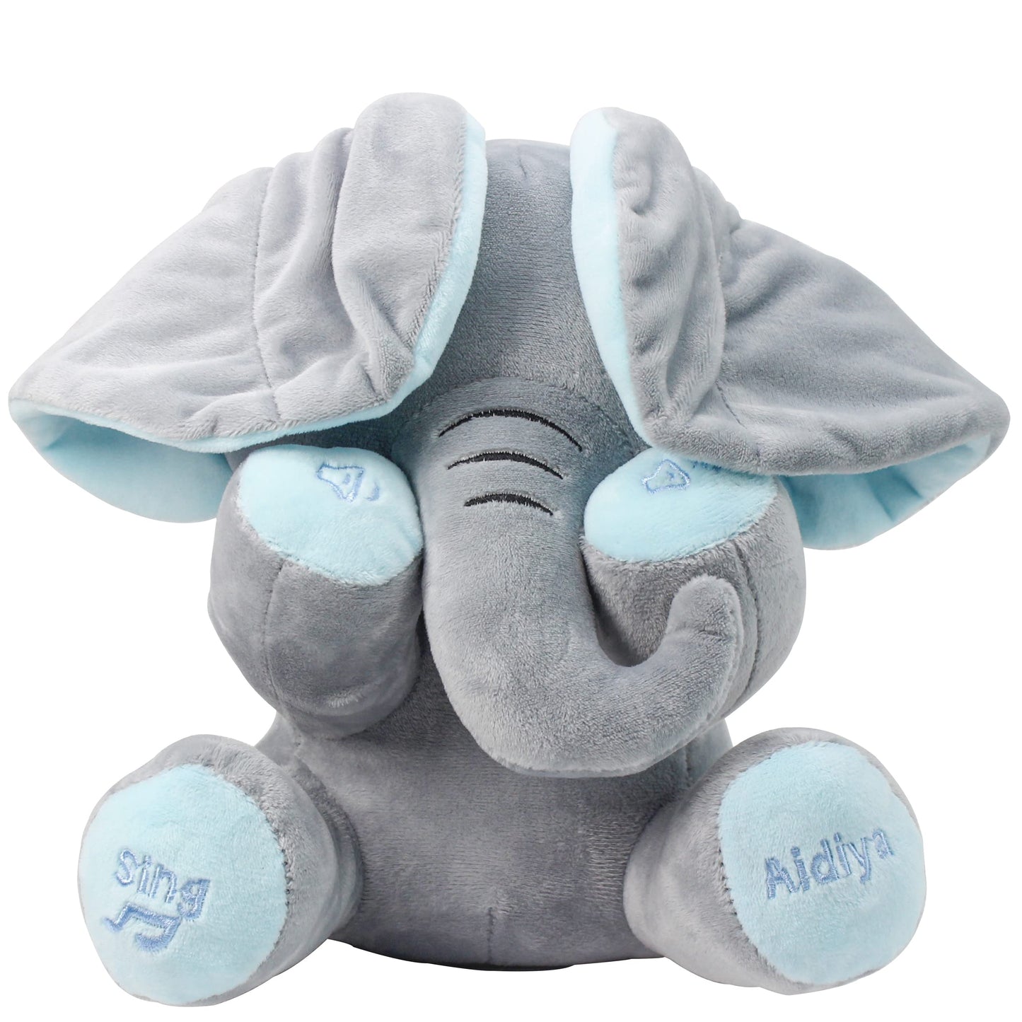 Aidiya Elephant Stuffed Animal – Interactive Talking Plush Toy, 11.8" Blue, Adjustable Volume