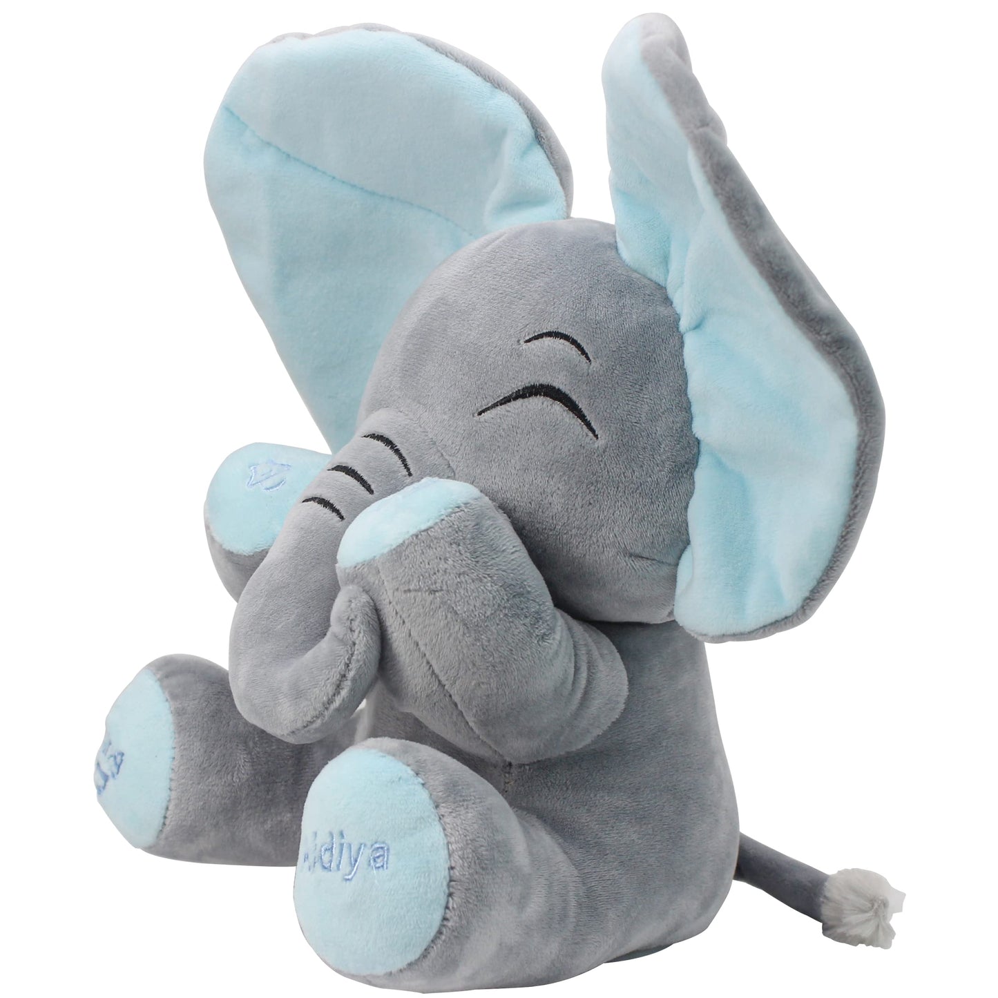 Aidiya Elephant Stuffed Animal – Interactive Talking Plush Toy, 11.8" Blue, Adjustable Volume