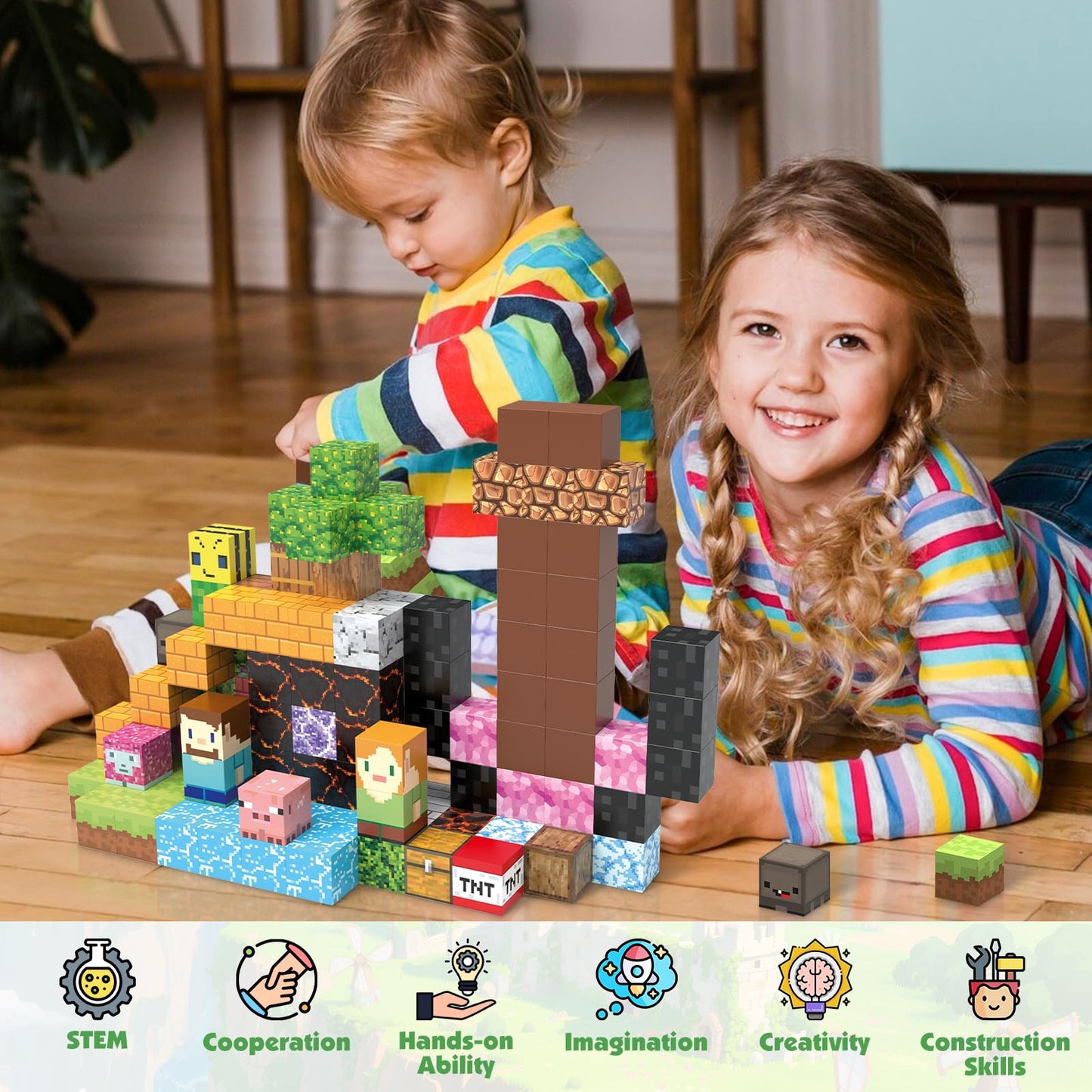 AIDYVOI Magnetic Blocks – 120-Piece STEM Building Toys for Kids 3-8