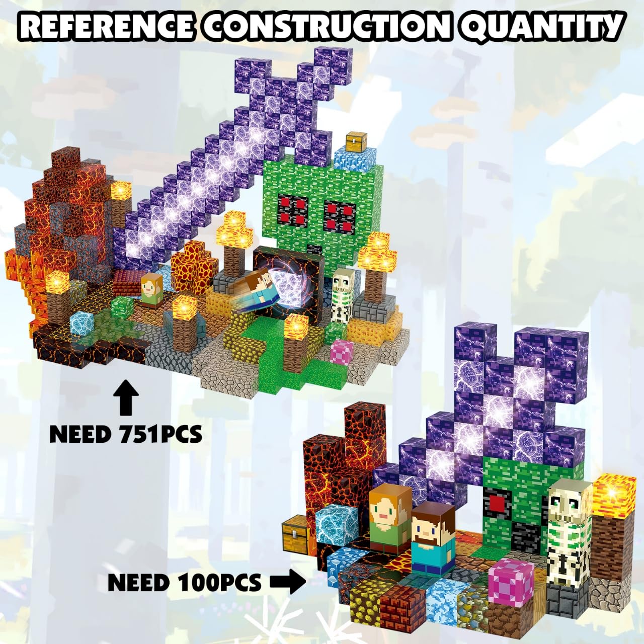 AIDYVOI Magnetic Blocks Building Toys Set - 100-Piece Light-Up STEM Blocks for Toddlers 3-8