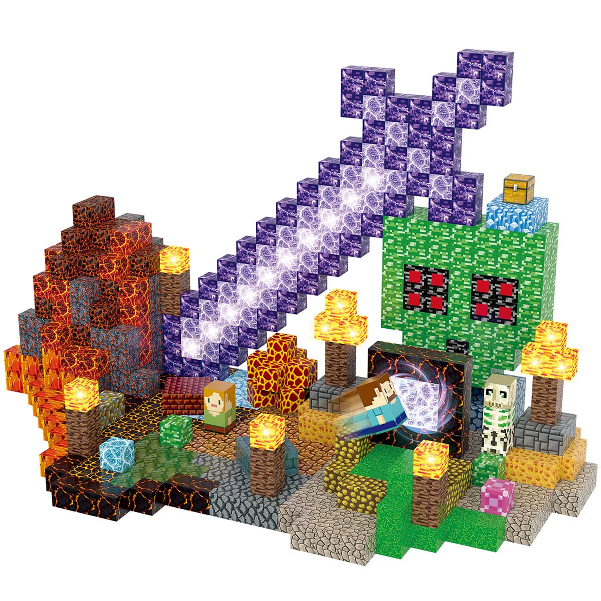 AIDYVOI Magnetic Blocks Building Toys Set - 100-Piece Light-Up STEM Blocks for Toddlers 3-8