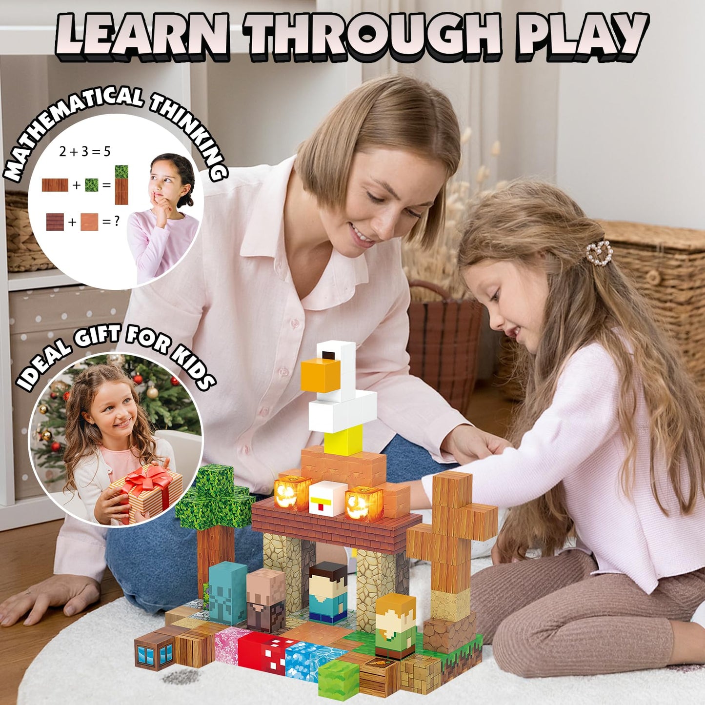 AIDYVOI Magnetic Blocks Toy Set for Kids 3+ | Light Up 120-Piece STEM Building Blocks