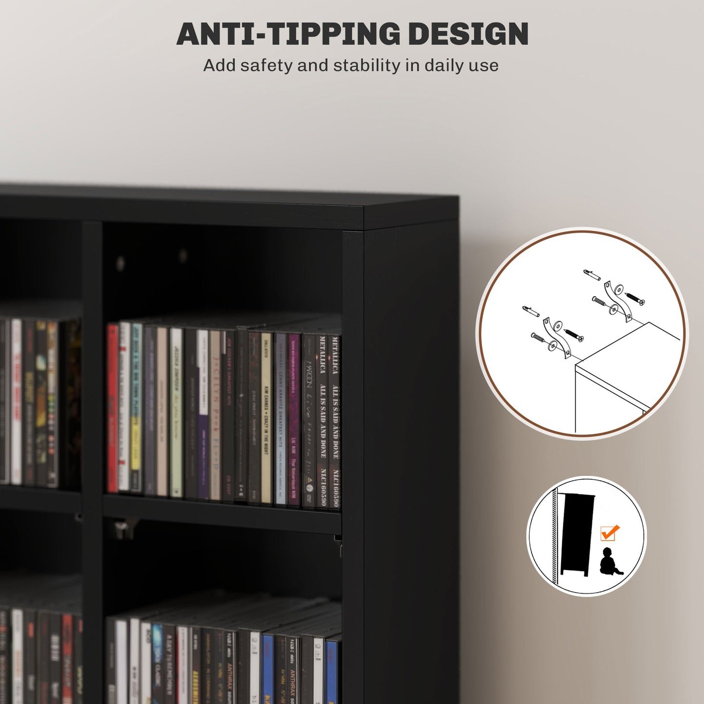 HOMCOM DVD CD Media Storage Rack, Video Display Unit, 89 x 130.5 cm, Black