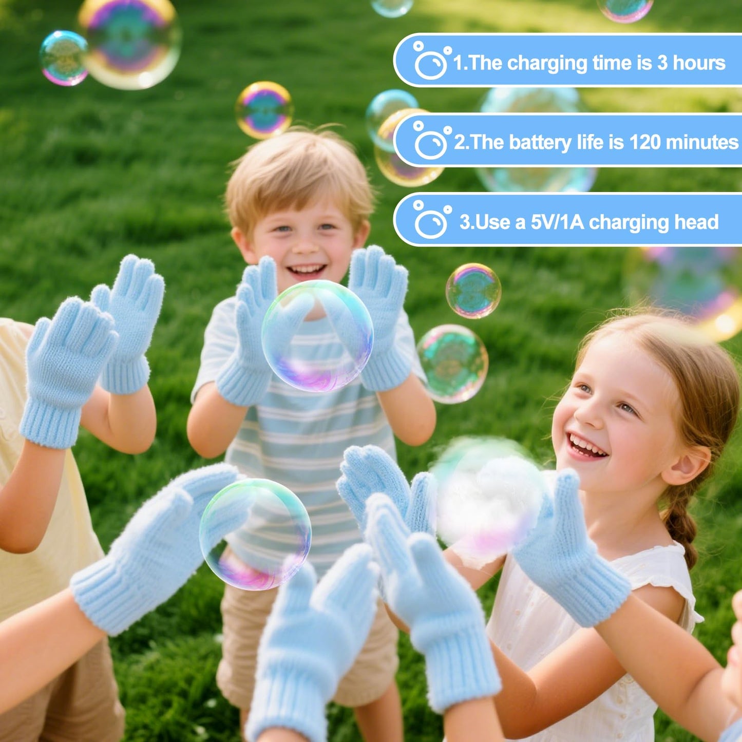 AIERSA Smoke Bubble Machine for Kids – Magic Bubble Wand with Gloves & Rainbow Lights