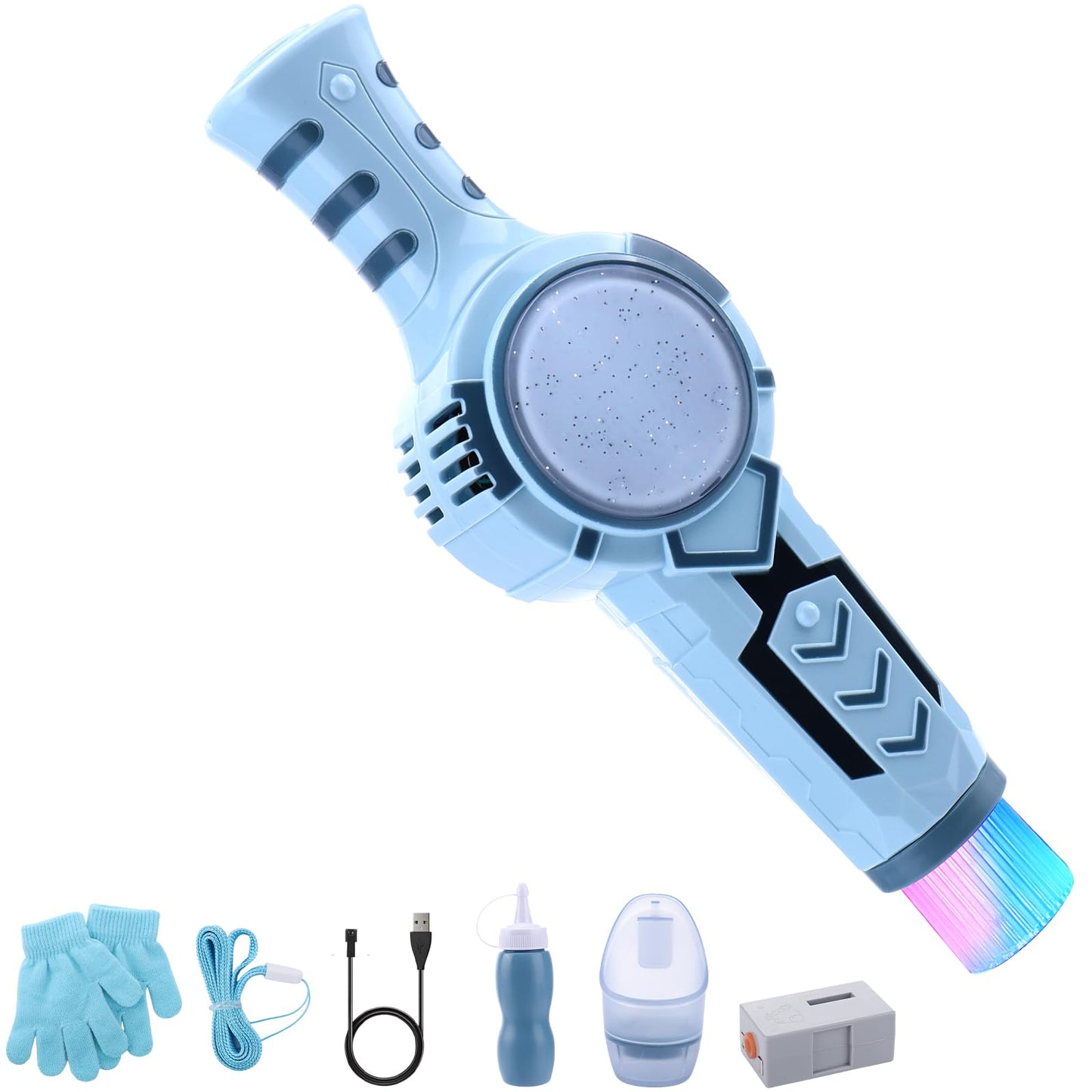 AIERSA Smoke Bubble Machine for Kids – Magic Bubble Wand with Gloves & Rainbow Lights