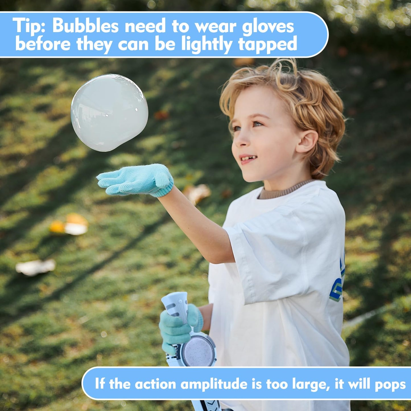 AIERSA Smoke Bubble Machine for Kids – Magic Bubble Wand with Gloves & Rainbow Lights