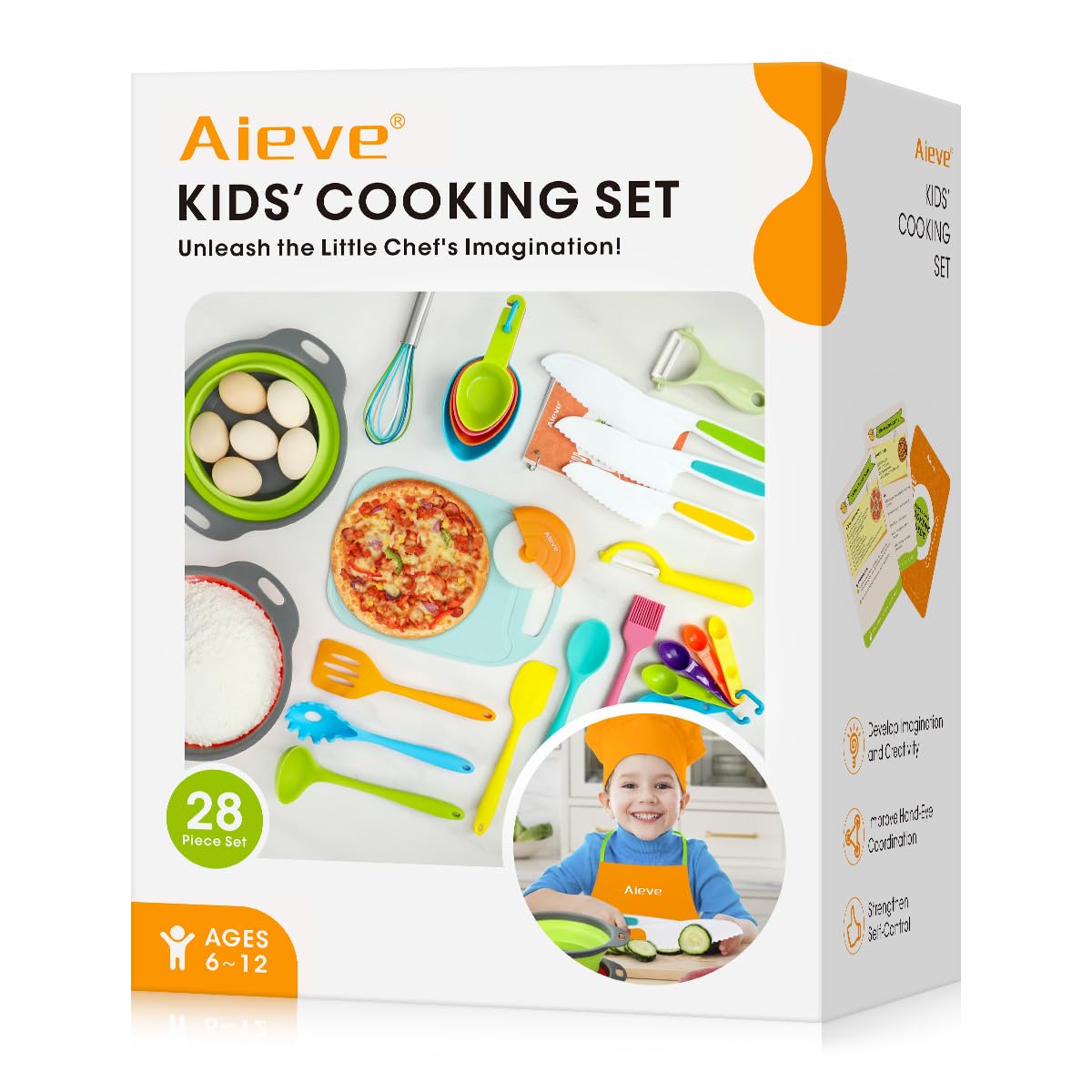AIEVE Kids 28-Piece Cooking Set for Real Cooking | Safe, Durable Kitchen Tools for Ages 6–12