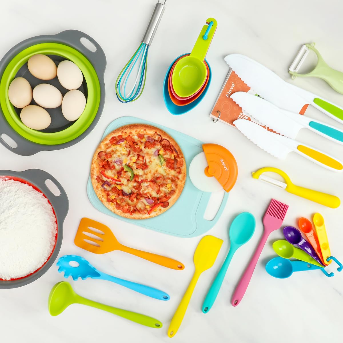 AIEVE Kids 28-Piece Cooking Set for Real Cooking | Safe, Durable Kitchen Tools for Ages 6–12