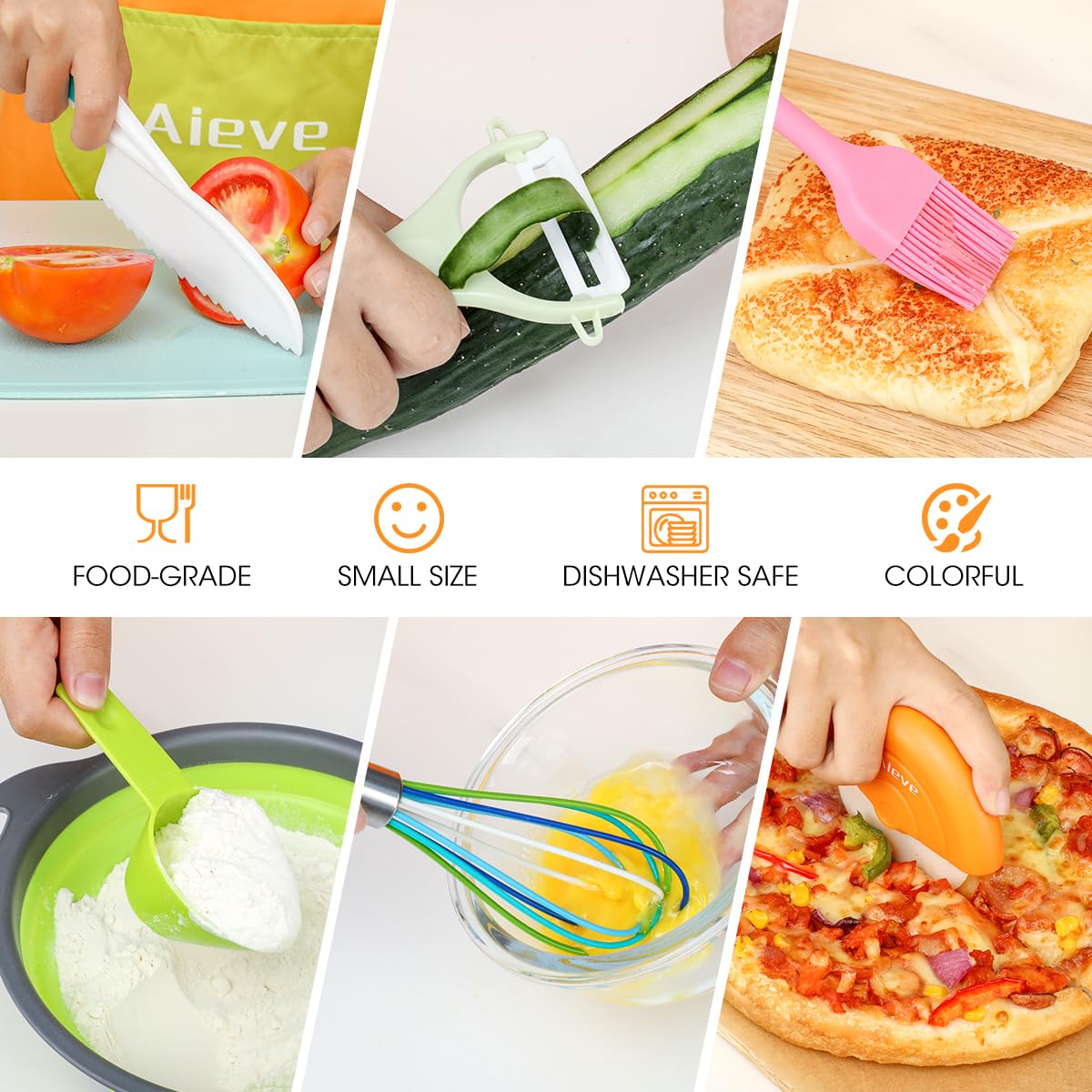 AIEVE Kids 28-Piece Cooking Set for Real Cooking | Safe, Durable Kitchen Tools for Ages 6–12