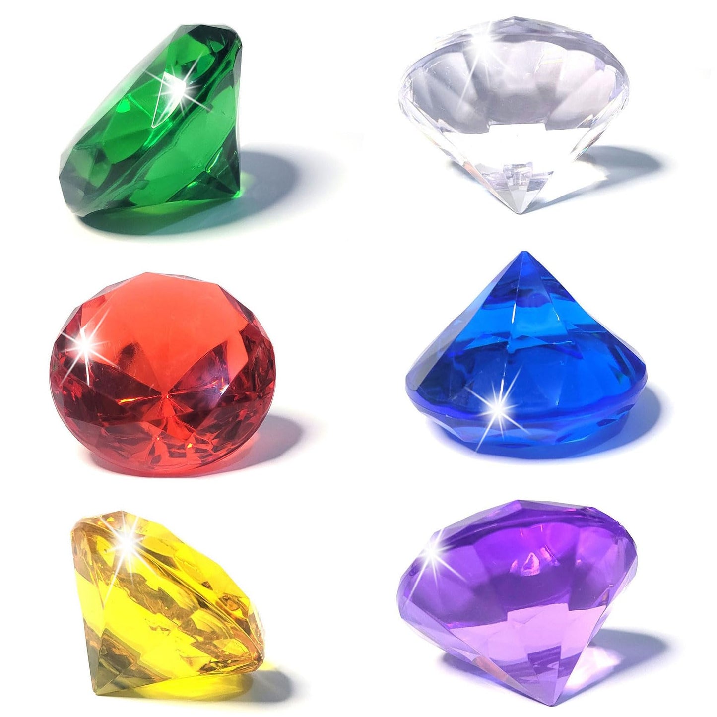 AiFanS 6PCS 60mm Extra Big Diving Gems – Colorful Pool Toys for Kids Swim Training