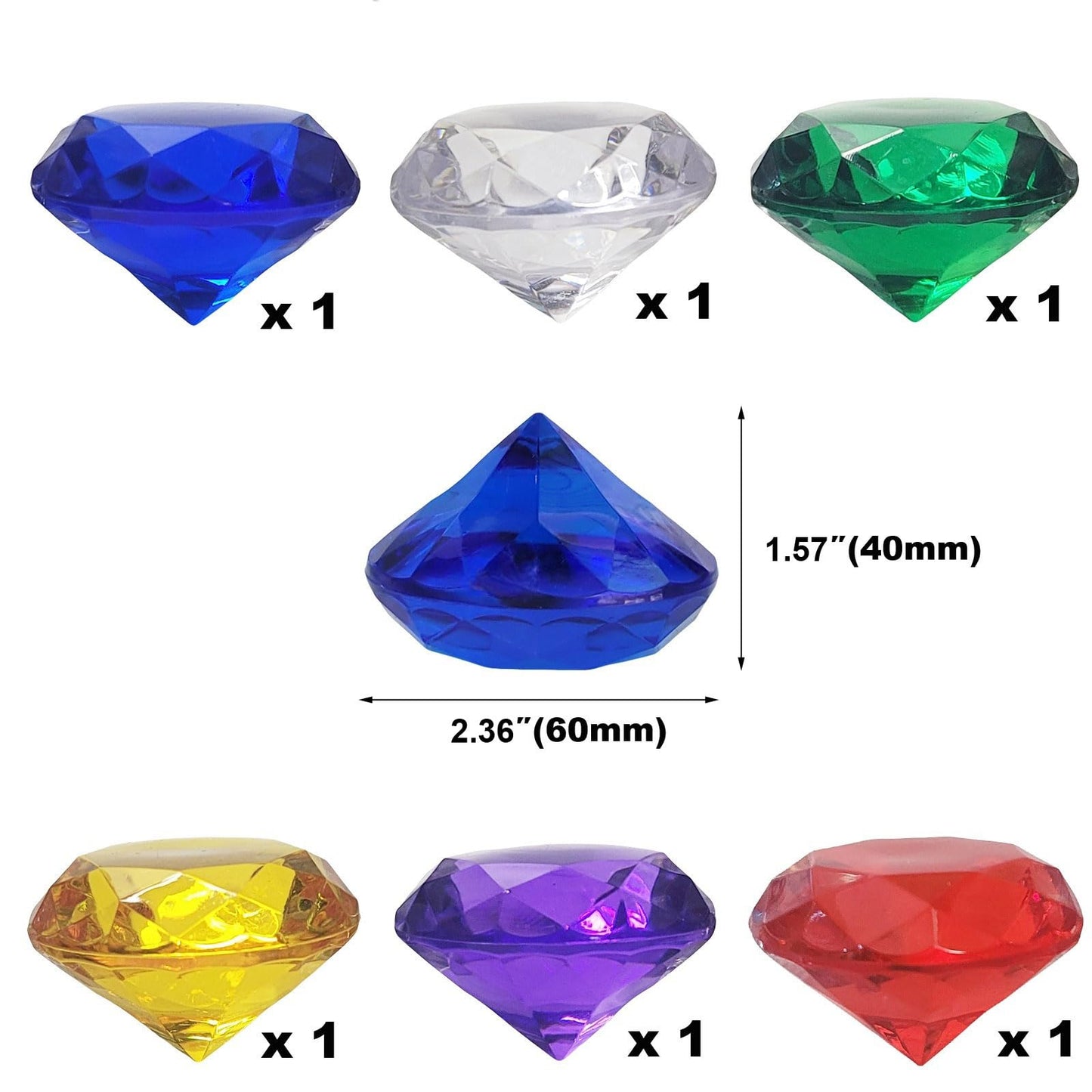AiFanS 6PCS 60mm Extra Big Diving Gems – Colorful Pool Toys for Kids Swim Training