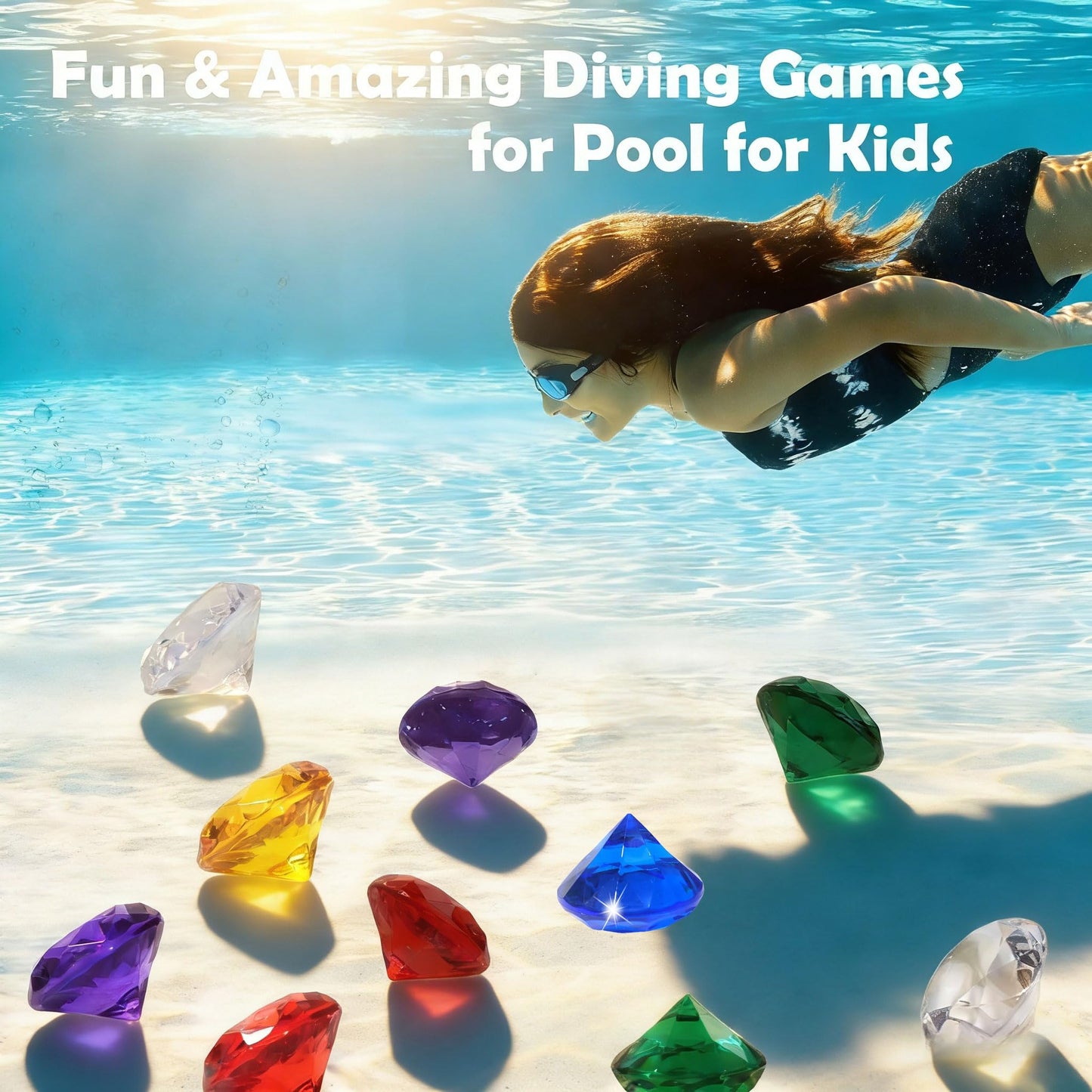 AiFanS 6PCS 60mm Extra Big Diving Gems – Colorful Pool Toys for Kids Swim Training