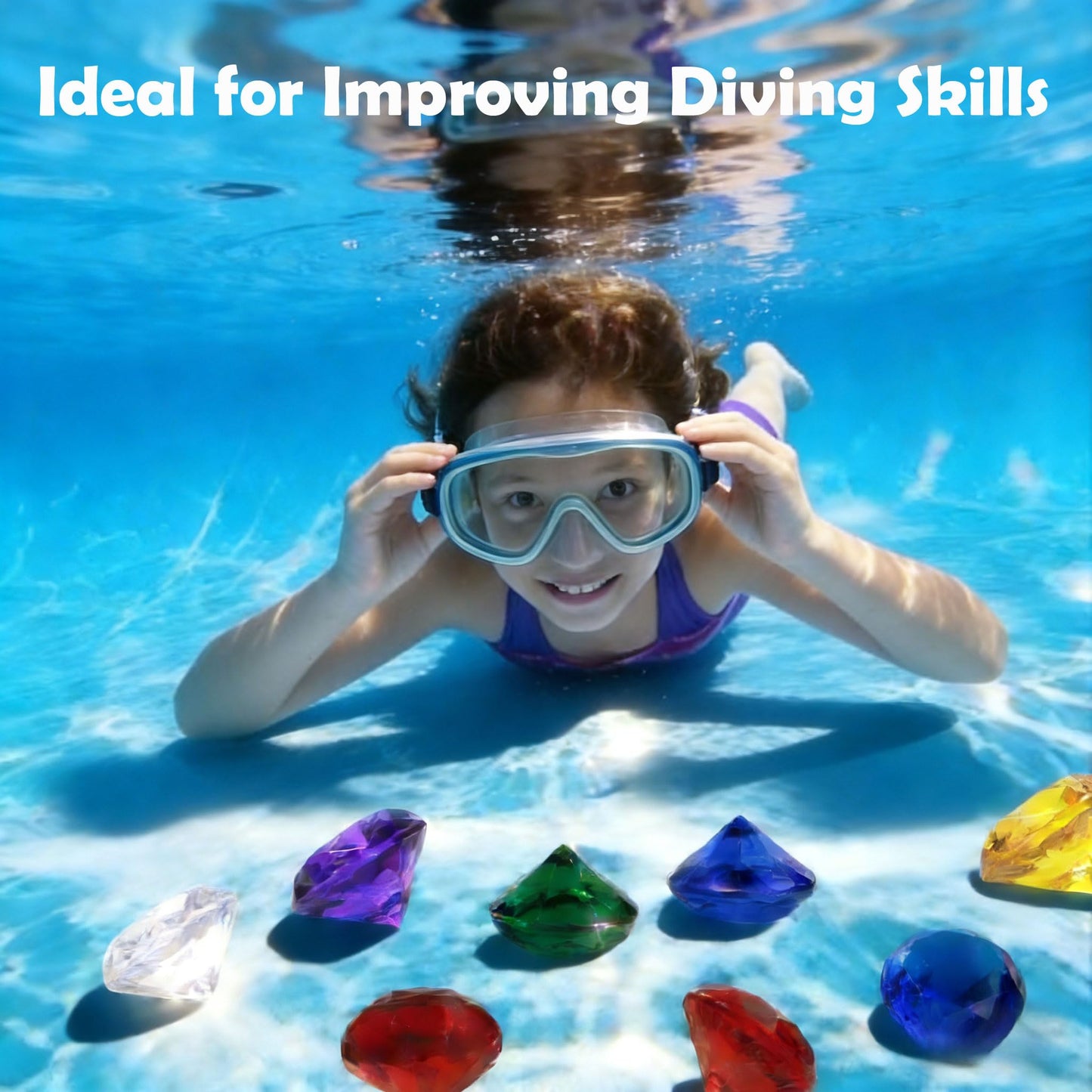AiFanS 6PCS 60mm Extra Big Diving Gems – Colorful Pool Toys for Kids Swim Training