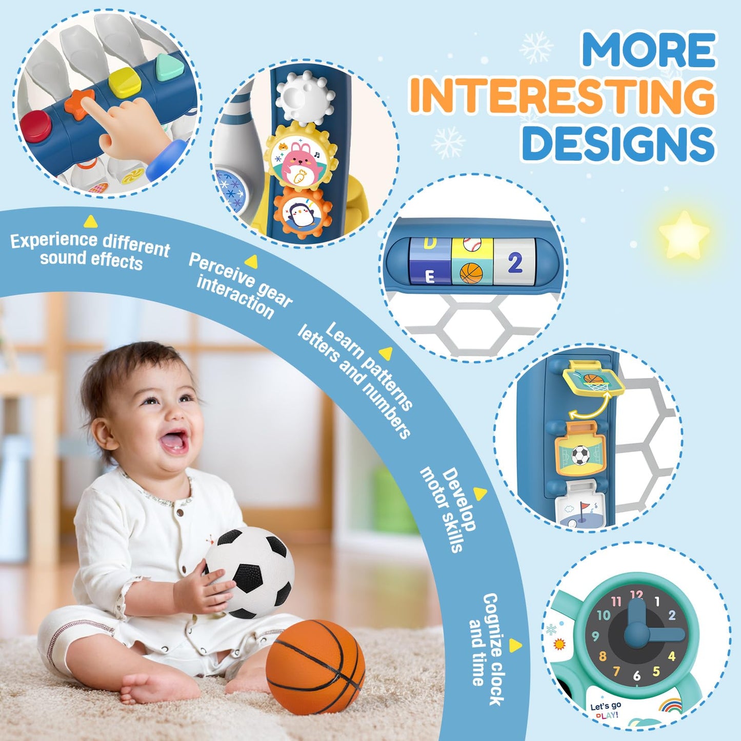 AIGIMU 5-in-1 Toddler Sports Toys | Adjustable 1-3 Year Old Activity Center