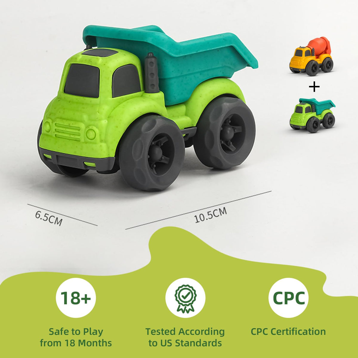 Aigitoy Toddler Truck Set — BPA-Free, Recycled Plastic, 1-3 Years, Dishwasher Safe