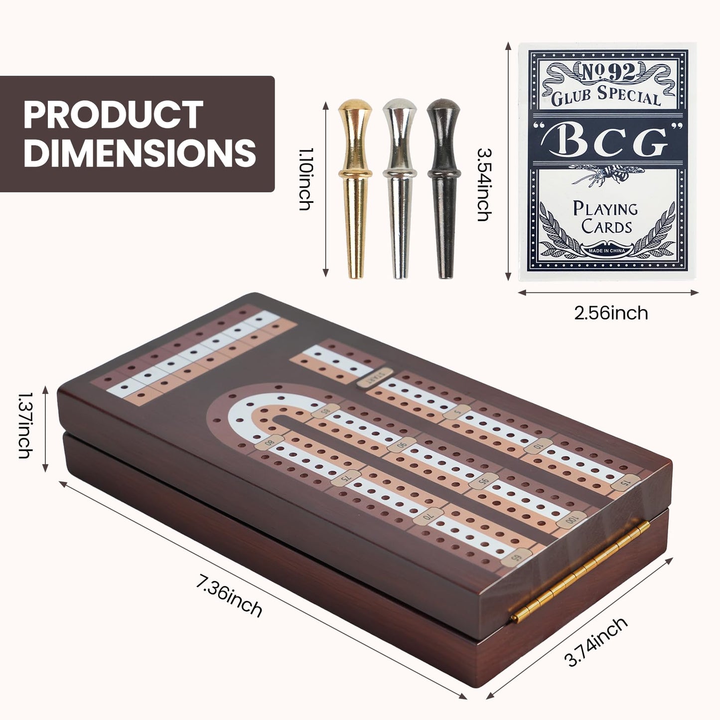 Aigomc Cribbage Board Game Set – 3-Track Foldable Travel Board with Magnetic Lock & Built-in Storage